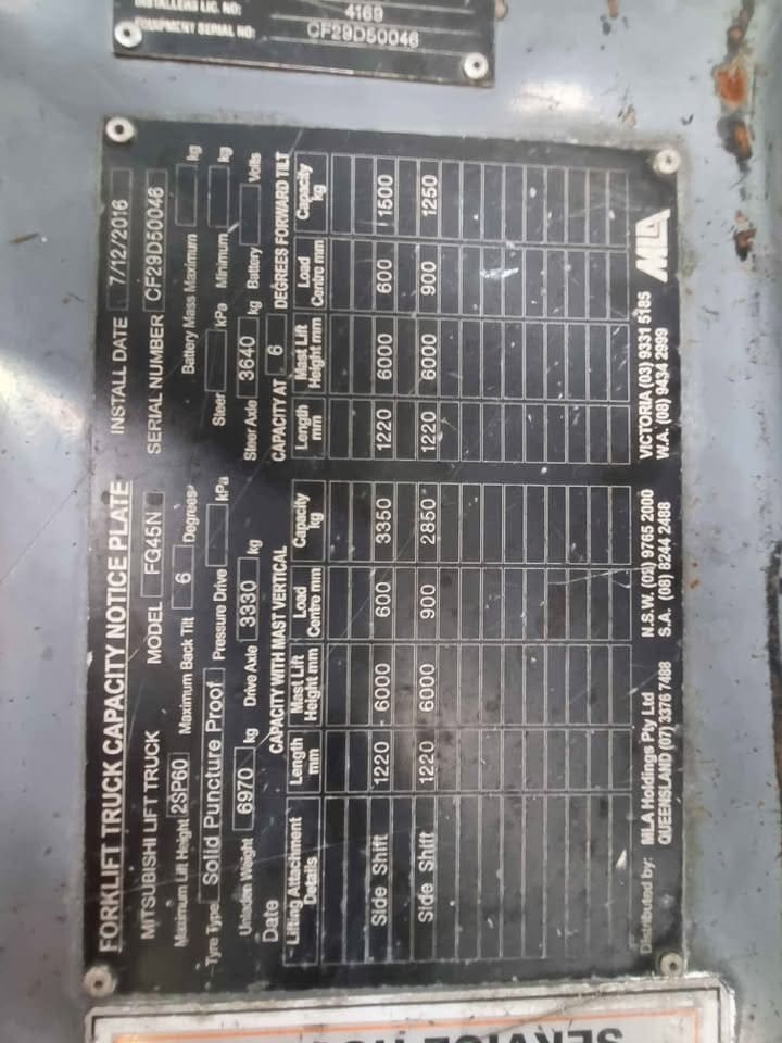 Mitsubishi FG45 4.5 Tonne LPG Forklift for Sale image 5