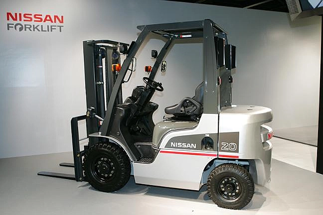 Nissan forklift product image on showroom floor